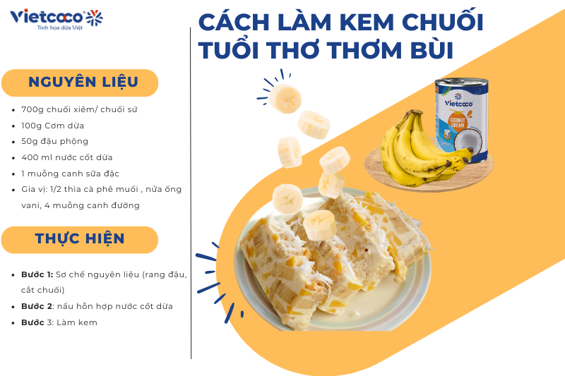 CÁCH LÀM KEM CHUỐI THƠM BÙI ĐỂ TRỞ VỀ NHỮNG NĂM THÁNG TUỔI THƠ ĐẦY HOÀI NIỆM